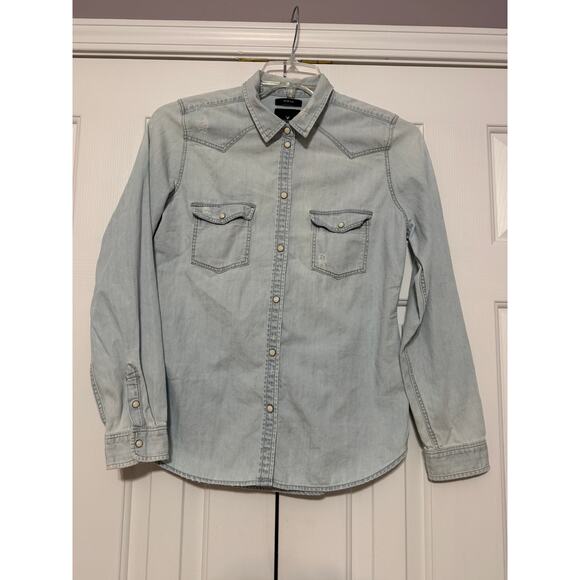 American Eagle Slim Fit Light Chambray Button-Up Shirt, Size M - Picture 1 of 8